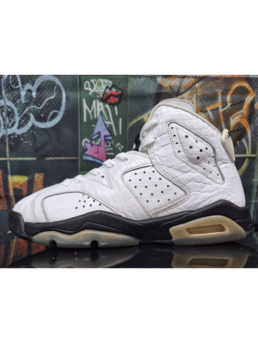 Nike Air Jordan 6 Retro GS Alligator White Style 384665-110 Size 6Y 6M 7.5W